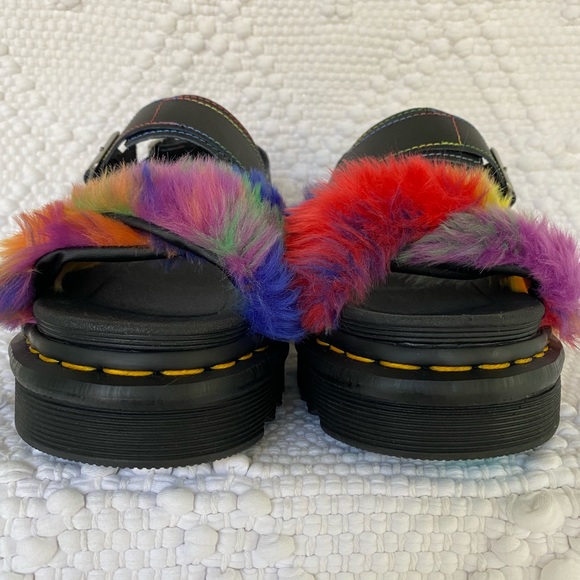 Dr. Martens VOSS II FLUFFY FAUX FUR LEATHER STRAP SANDALS. NWOB.US L6 - Picture 5 of 11